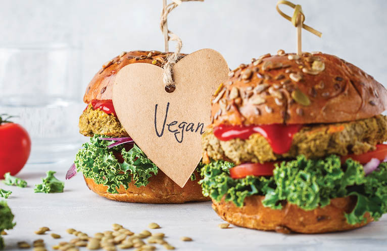 Vegan lentil burgers with kale and tomato sauce on a white background  Plant based food concept 
