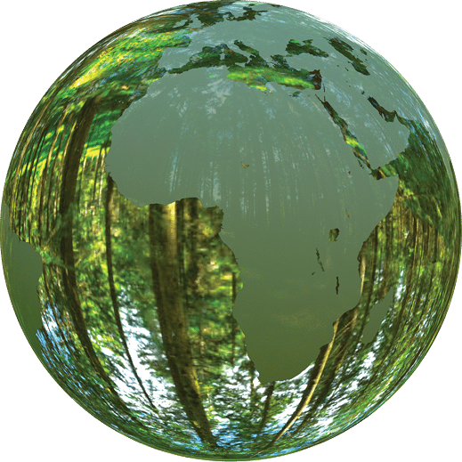 3D illustration - Green planet Earth shaped like a crystal ball isolated on white background