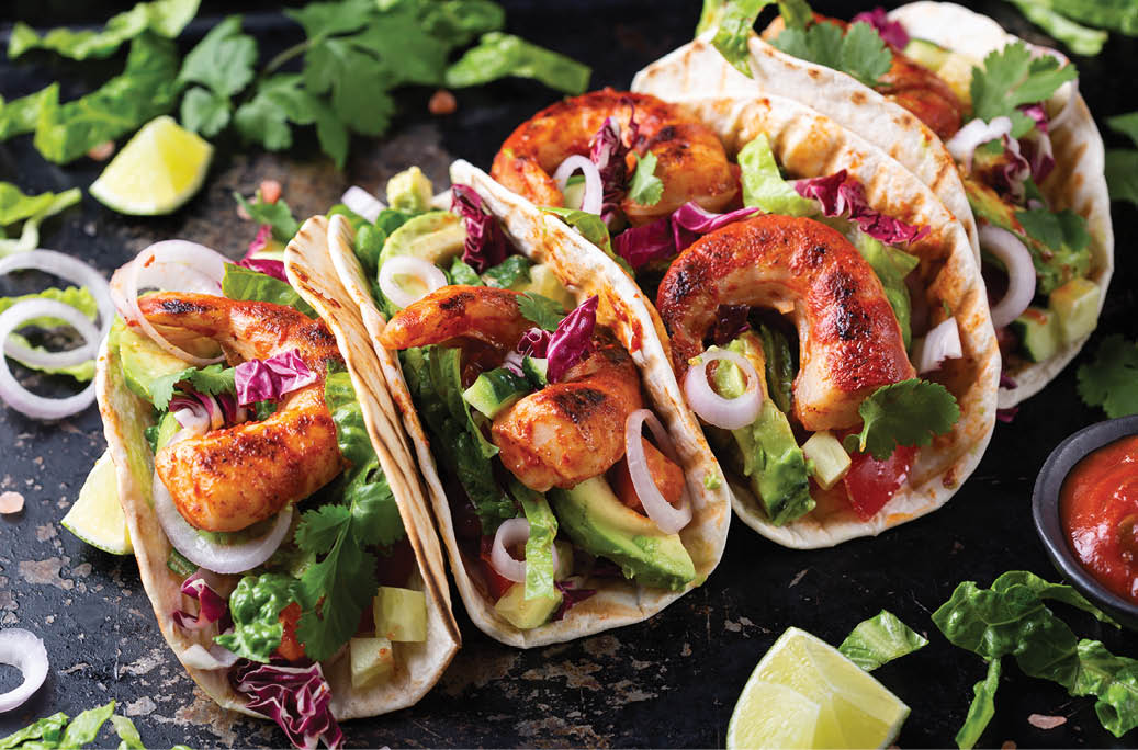 Vegan Tacos with Plant based prawns, shrimps