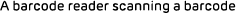 A barcode reader scanning a barcode
