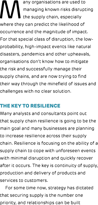 Many organisations are used to managing known risks disrupting the supply chain, especially where they can predict th   