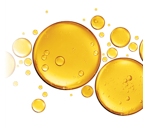 golden yellow bubble oil or serum isolated on white background