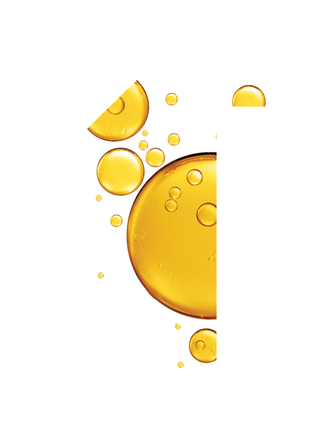 golden yellow bubble oil or serum isolated on white background