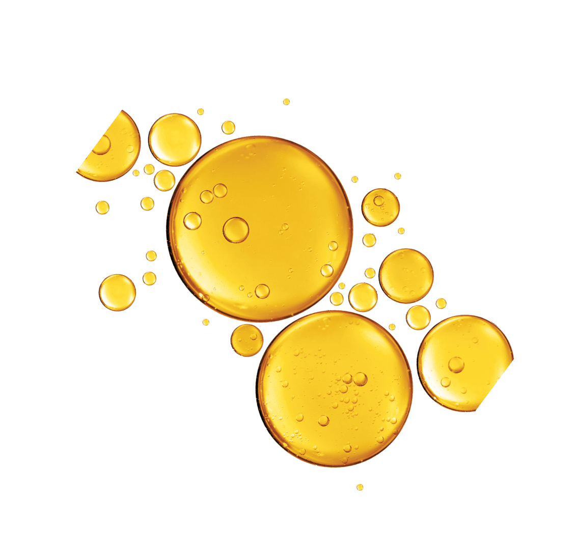golden yellow bubble oil or serum isolated on white background
