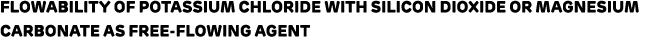 Flowability of potassium chloride with silicon dioxide or magnesium carbonate as free-flowing agent