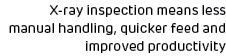 X ray inspection means less manual handling, quicker feed and improved productivity