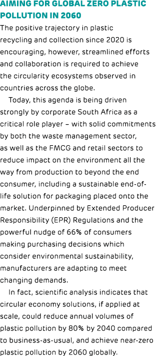 Aiming for global zero plastic pollution in 2060 The positive trajectory in plastic recycling and collection since 20...