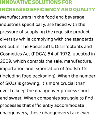 Innovative solutions for increased efficiency and quality Manufacturers in the food and beverage industries specifica...