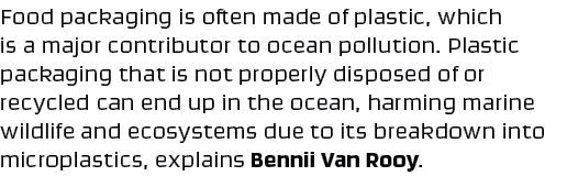 Food packaging is often made of plastic, which is a major contributor to ocean pollution. Plastic packaging that is n...