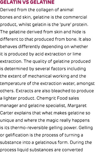 Gelatin vs Gelatine Derived from the collagen of animal bones and skin, gelatine is the commercial product, whilst ge...
