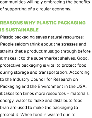 communities willingly embracing the benefits of supporting of a circular economy. Reasons why plastic packaging is su...