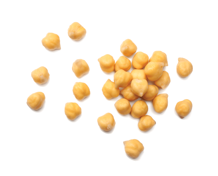 chickpeas isolated on white background. top view