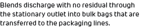 Blends discharge with no residual through the stationary outlet into bulk bags that are transferred to the packaging ...