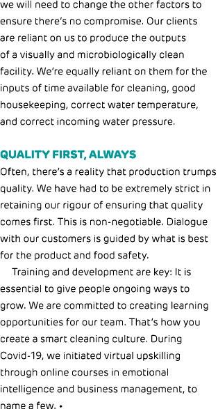 we will need to change the other factors to ensure there’s no compromise. Our clients are reliant on us to produce th...