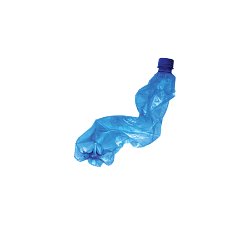 Close up of a plastic bottle isolated on white background. Recycling concept. Used plastic bottle crushed and crumpled against on the white background. Ocean pollution, save the earth concept. 