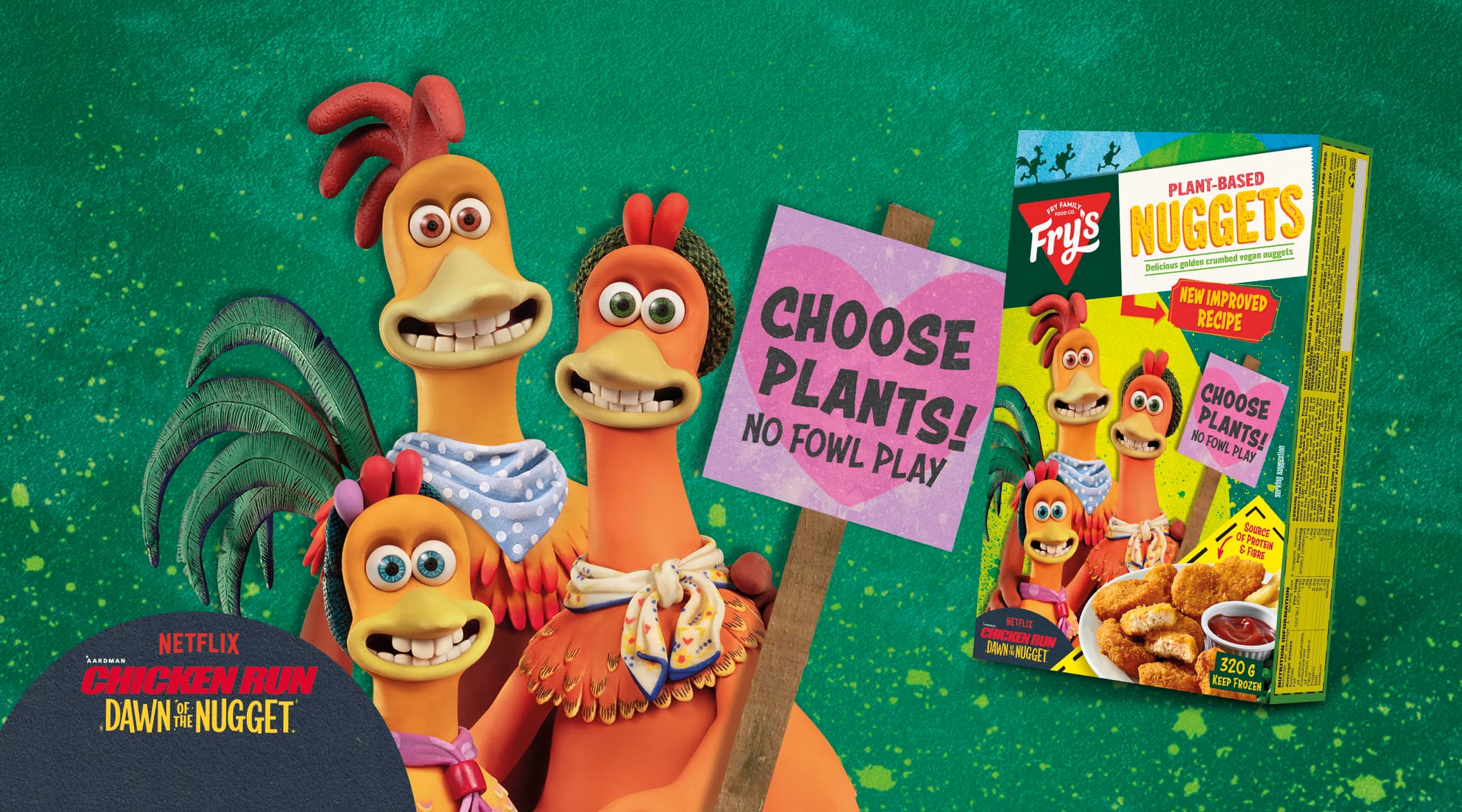 Fry’s partners with Aardman and Chicken Run to launch new plant-based nuggets