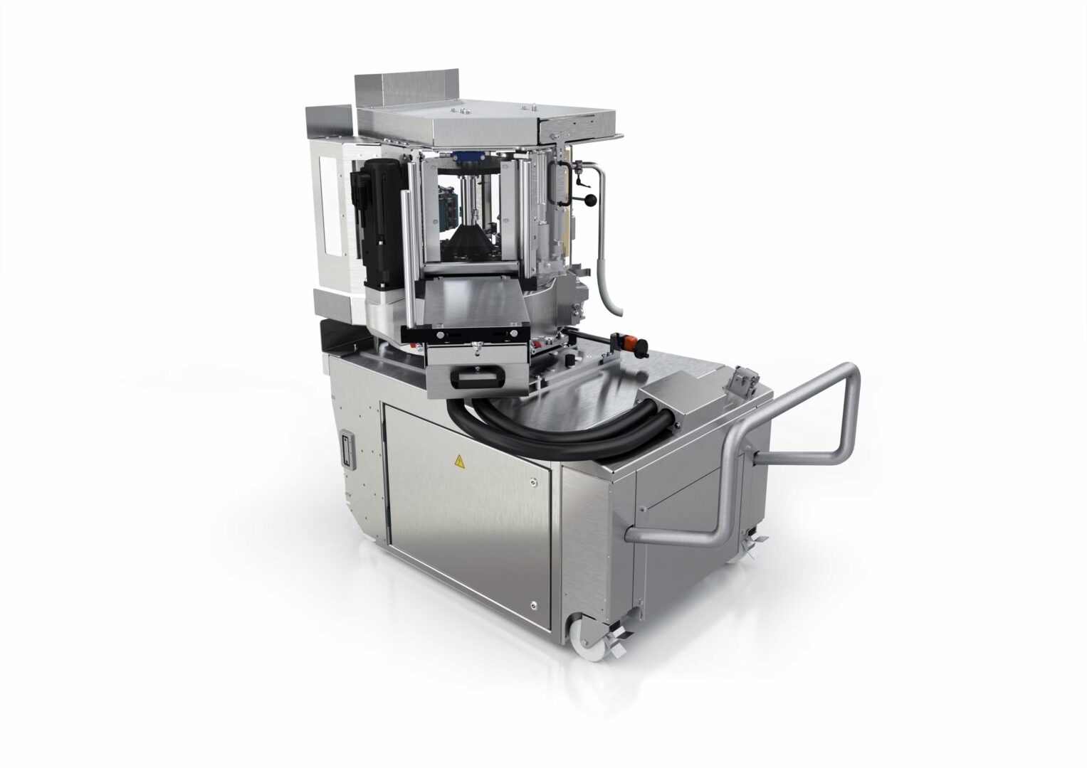 Ergonomic labelling machine with interchangeable stations